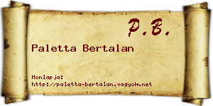 Paletta Bertalan névjegykártya